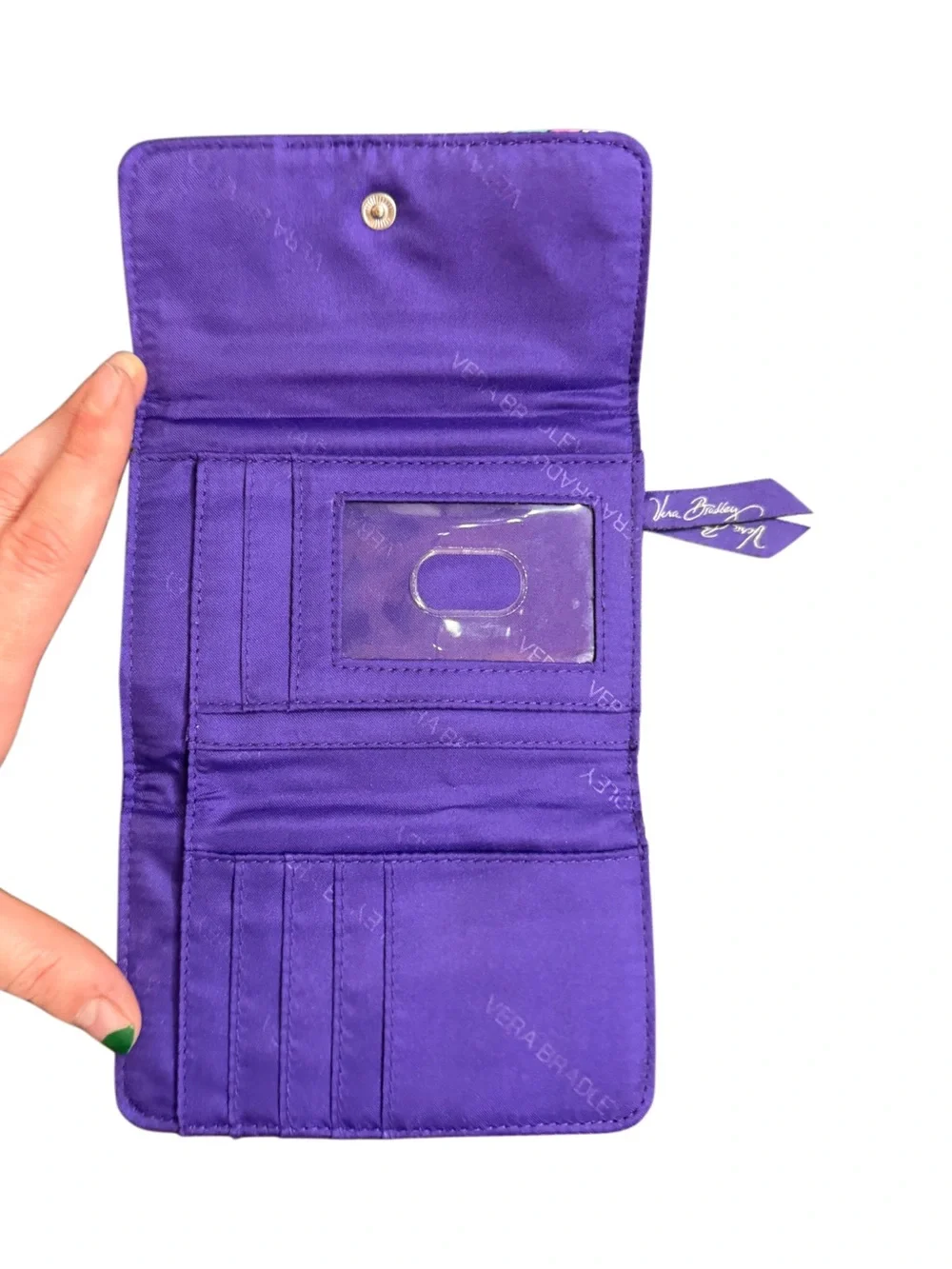 Vera Bradley Quilted Floral Wallet in Purple, Teal & Lime - Picture 3 of 6